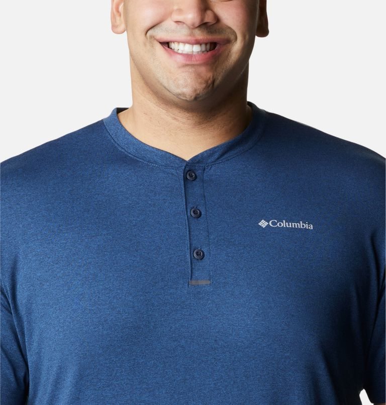 Tricouri Columbia Tech Trail Scurte Sleeve Henley Barbati Bleumarin | Plus Size SES9MQ8ZA